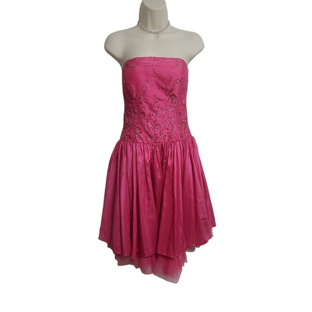 Cinderella Pink Strapless Homecoming Dress Size 8 Beaded Corset Short Formal